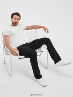 GUESS גברים ג'ינס ישר רגיל F8RV3976 לבוש לשטוף פריצת כלא