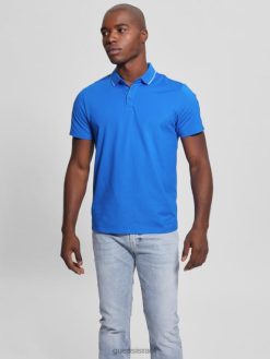 GUESS גברים חולצת פולו של פול פיקה טייפ F8RV4148 לבוש זפרה בהירה