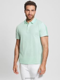 GUESS גברים חולצת פולו של פול פיקה טייפ F8RV4179 לבוש אקווה רכה