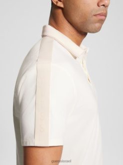 GUESS גברים חולצת פולו של פול פיקה טייפ F8RV4180 לבוש קרם וניל