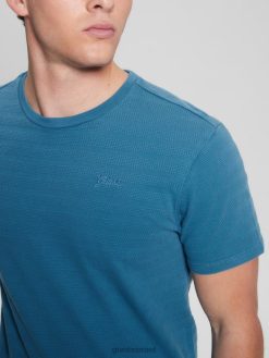 GUESS גברים טי אקו וינסנט ג'רסי עם צווארון F8RV4096 לבוש מולטי כחול תת ים