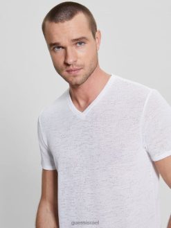 GUESS גברים טי גזה F8RV4004 לבוש לבן טהור