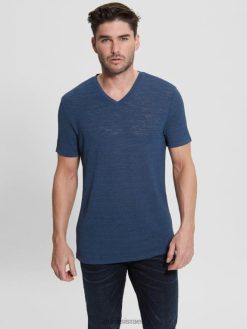 GUESS גברים טי גזה F8RV4062 לבוש כחול קובלט