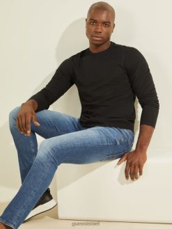 GUESS גברים טי זומה עם שרוול ארוך F8RV4059 לבוש שָׁחוֹר