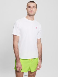 GUESS גברים טי לוגו אקולוגי F8RV4023 לבוש לבן טהור