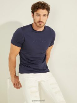 GUESS גברים טי לוגו רקום F8RV4034 לבוש כחול אחיד