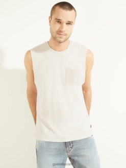 GUESS גברים טי שרירי כותנה המפ F8RV4108 לבוש מולטי אבן מושתק