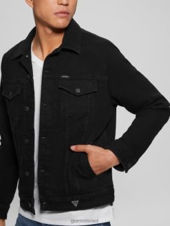 GUESS גברים מעיל דילון אקולוגי F8RV3951 לבוש לשטוף פריצת כלא