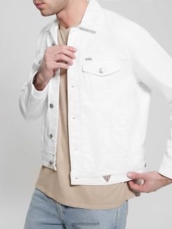 GUESS גברים מעיל דילון אקולוגי F8RV3955 לבוש אופטי לבן