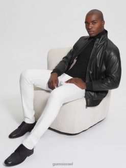 GUESS גברים מעיל עור רך F8RV3953 לבוש שָׁחוֹר