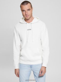 GUESS גברים קפוצ'ון לוגו אקו רוי F8RV4157 לבוש לבן חלבי