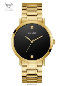GUESS גברים שעון אנלוגי יהלום F8RV3550 אבזר בגוון זהב ושחור