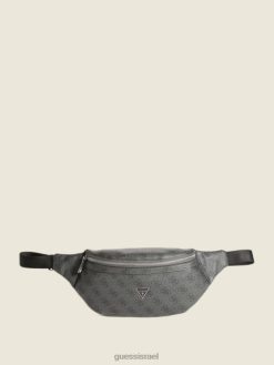 GUESS גברים תיק חגורה חכמה של vezzola F8RV3235 אבזר הדפס פרחוני שחור