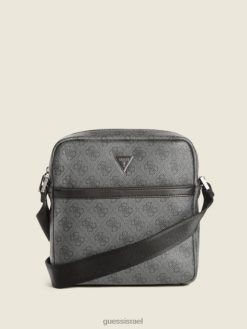 GUESS גברים vezzola סמארט רוכסן מרובע crossbody F8RV3236 אבזר הדפס פרחוני שחור