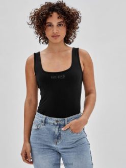 GUESS לִשְׁנֵי הַמִינִים בגד גוף מקורי F8RV1382 לבוש שָׁחוֹר