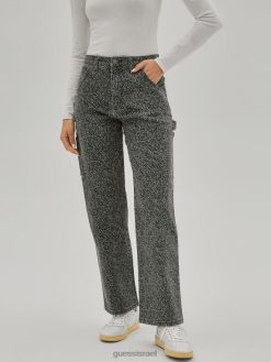 GUESS לִשְׁנֵי הַמִינִים ג'ינס נגר בהדפס קומפוזיציה מקוריים F8RV130 לבוש מקל במבו