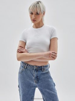 GUESS לִשְׁנֵי הַמִינִים טי בייבי לוגו המקורי F8RV1291 לבוש לבן טהור