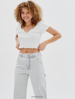 GUESS לִשְׁנֵי הַמִינִים טי תינוק עם חריצים מקוריים F8RV1319 לבוש לבן טהור