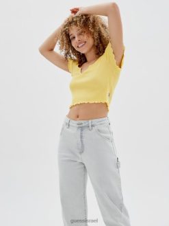 GUESS לִשְׁנֵי הַמִינִים טי תינוק עם חריצים מקוריים F8RV1351 לבוש חמאה תירס