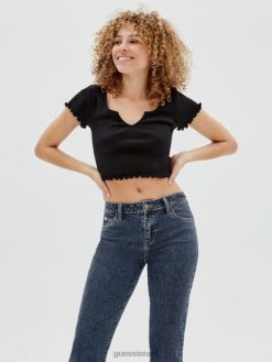 GUESS לִשְׁנֵי הַמִינִים טי תינוק עם חריצים מקוריים F8RV1363 לבוש שָׁחוֹר