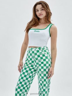 GUESS לִשְׁנֵי הַמִינִים מיכל מקורי עם כתף אחת F8RV1163 לבוש לבן טהור