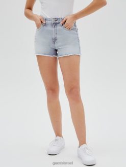GUESS לִשְׁנֵי הַמִינִים מכנסי ג'ינס קצרים סופר גבוהים F8RV153 לבוש לך ברודוויי לשטוף