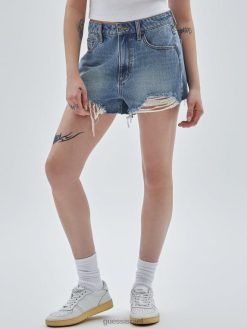 GUESS לִשְׁנֵי הַמִינִים מכנסי ג'ינס קצרים נהרסים ערכת מקוריים F8RV168 לבוש ללכת לשטוף פאז בינוני