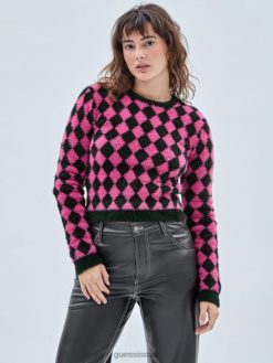 GUESS לִשְׁנֵי הַמִינִים סוודר יהלום מטושטש מקורי F8RV1258 לבוש ברי טנגו מולטי