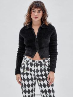 GUESS לִשְׁנֵי הַמִינִים סוודר מקורי עם רוכסן F8RV1849 לבוש שָׁחוֹר