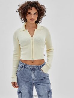 GUESS לִשְׁנֵי הַמִינִים סוודר עם רוכסן כפול של originals F8RV1287 לבוש כפור לימון