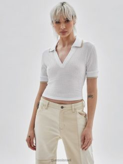 GUESS לִשְׁנֵי הַמִינִים ראשי צווארון מקוריים F8RV1084 לבוש לבן טהור