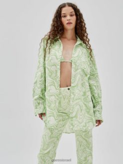 GUESS לִשְׁנֵי הַמִינִים originals x j balvin aop חולצת F8RV1350 לבוש ירוק אביב מולטי