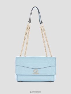 GUESS נשים Crossbody עם גג נפתח של nell croc F8RV2854 תיקים כחול פודרה