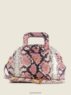 GUESS נשים ארין ילקוט מסגרת קטנה מעור נחש F8RV2977 תיקים פיתון ורוד
