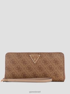 GUESS נשים ארנק דפנה גדול עם רוכסן F8RV3131 תיקים לוגו לאטה