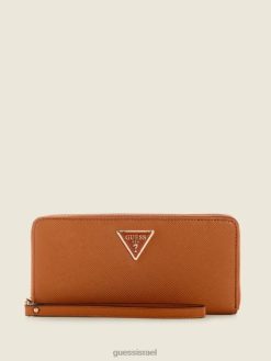 GUESS נשים ארנק דפנה גדול עם רוכסן F8RV3160 תיקים קוניאק בהיר