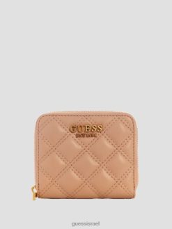 GUESS נשים ארנק קטן במיוחד עם רוכסן F8RV3151 תיקים הצפה בז'