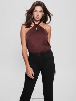 GUESS נשים בגד גוף אקולוגי הת'ר F8RV1463 לבוש יין מיסטי