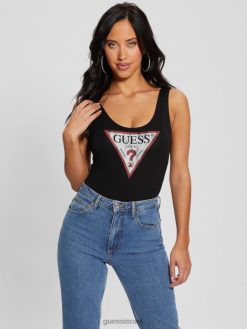 GUESS נשים בגד גוף לוגו קלאסי F8RV961 לבוש שָׁחוֹר