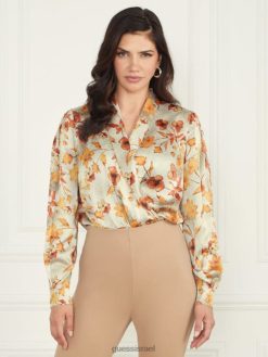 GUESS נשים בגד גוף סתיו בין ערביים F8RV1234 לבוש הדפס סתיו בין ערביים