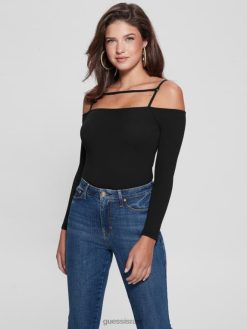 GUESS נשים בגד גוף רתום ל-eco malaya F8RV1399 לבוש שָׁחוֹר