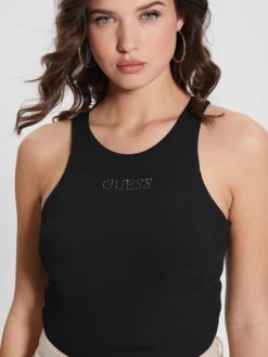 GUESS נשים בגד גוף eco guendalina ללא שרוולים F8RV1233 לבוש שָׁחוֹר