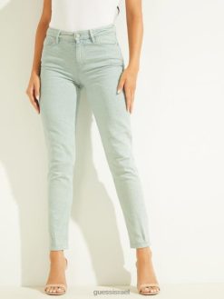GUESS נשים ג'ינס גיאו סקיני צבוע משנת 1981 F8RV252 לבוש קוביית צבע אקווה