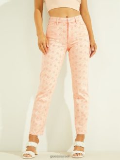 GUESS נשים ג'ינס ישר משנת 1981 F8RV243 לבוש ורוד פלורידה