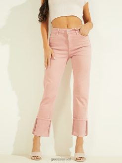GUESS נשים ג'ינס ישר עם חפתים משנת 1981 F8RV203 לבוש ורד אושר רב