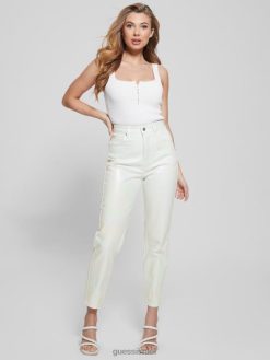 GUESS נשים ג'ינס מצופה ג'ינס בקומה גבוהה F8RV105 לבוש חד קרן כחול בהיר