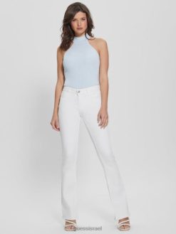 GUESS נשים ג'ינס מתרחב נמוך של ריידר F8RV224 לבוש לבן טהור