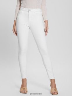 GUESS נשים ג'ינס סקיני אלפא גבוה F8RV104 לבוש לבן טהור