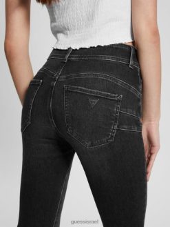 GUESS נשים ג'ינס סקיני ג'ינס בגזרה אקולוגית F8RV51 לבוש תחנה שחורה