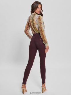 GUESS נשים ג'ינס סקיני מצופה 1981 F8RV258 לבוש גוון בורדו מולטי
